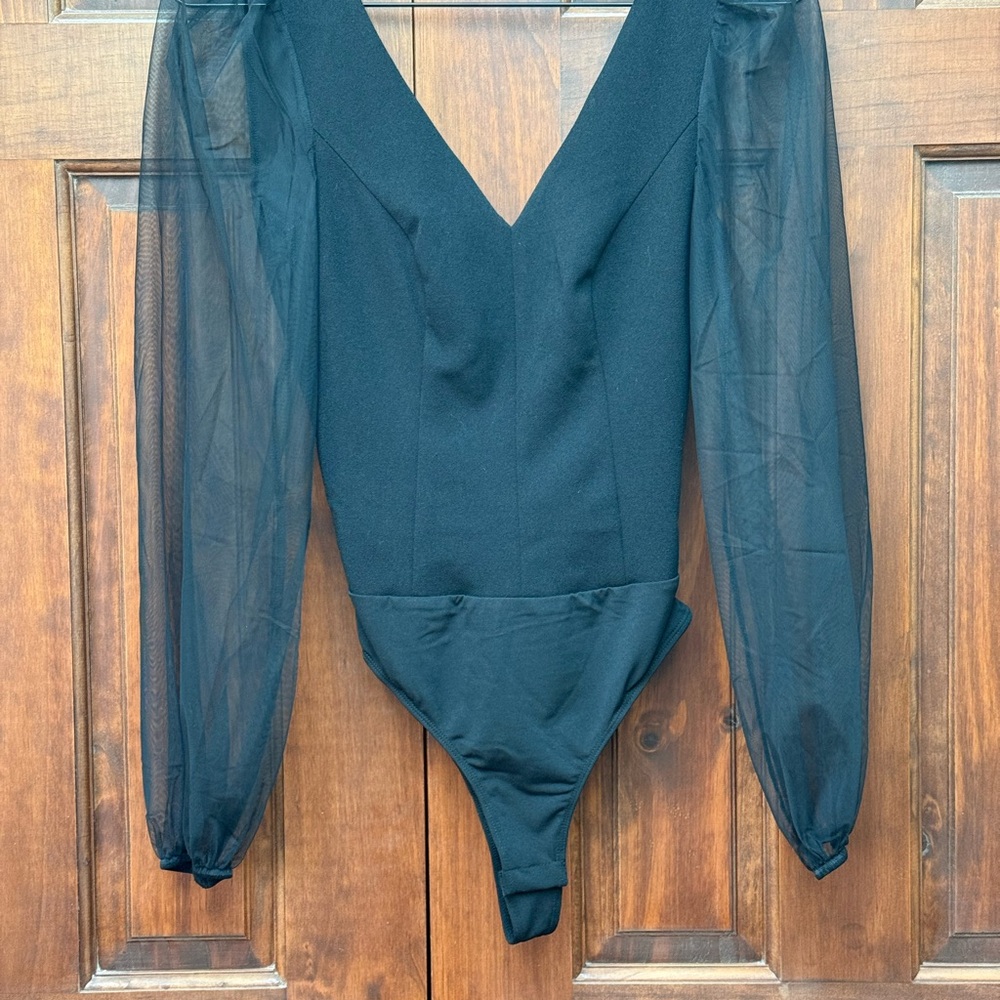 Lulu's Black Sheer Sleeve One Piece